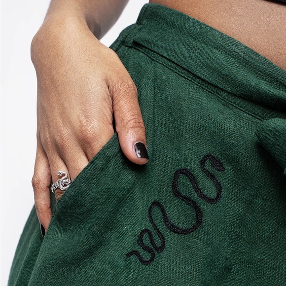 NWT Disturbia Basilisk Green Linen Blend Button Up Midi Skirt - Picture 6 of 16